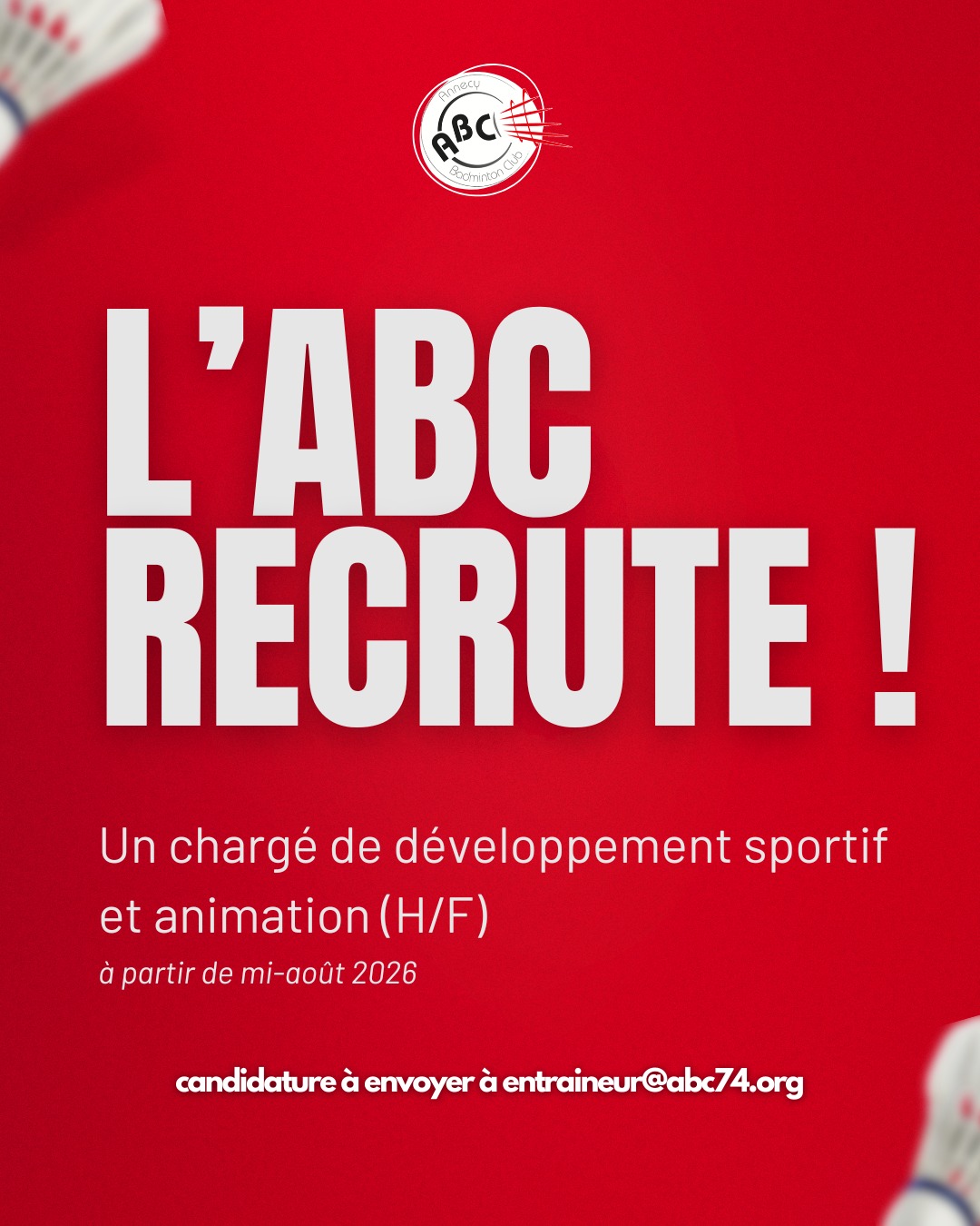 You are currently viewing Annecy Badminton Club recrute !